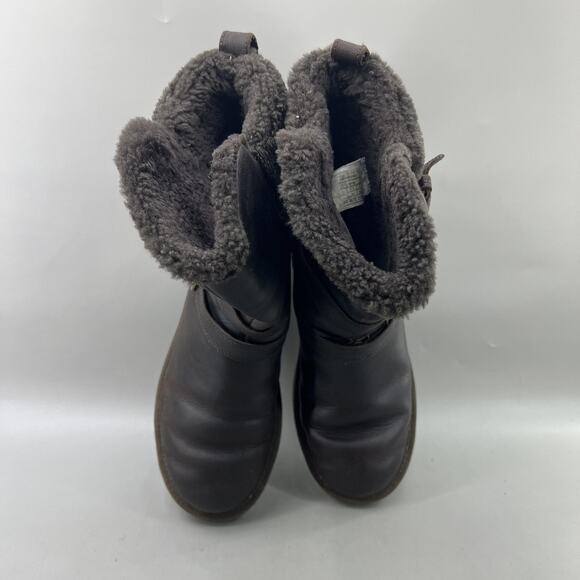 UGG Becket Boots Women Size 7 Brown Shearling Buckle Mid Calf Winter Strap Shoes - Picture 5 of 10